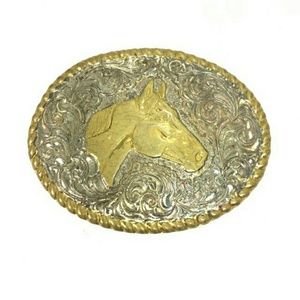 🎉 SALE Vintage Horse Belt Buckle, Western Cowgirl